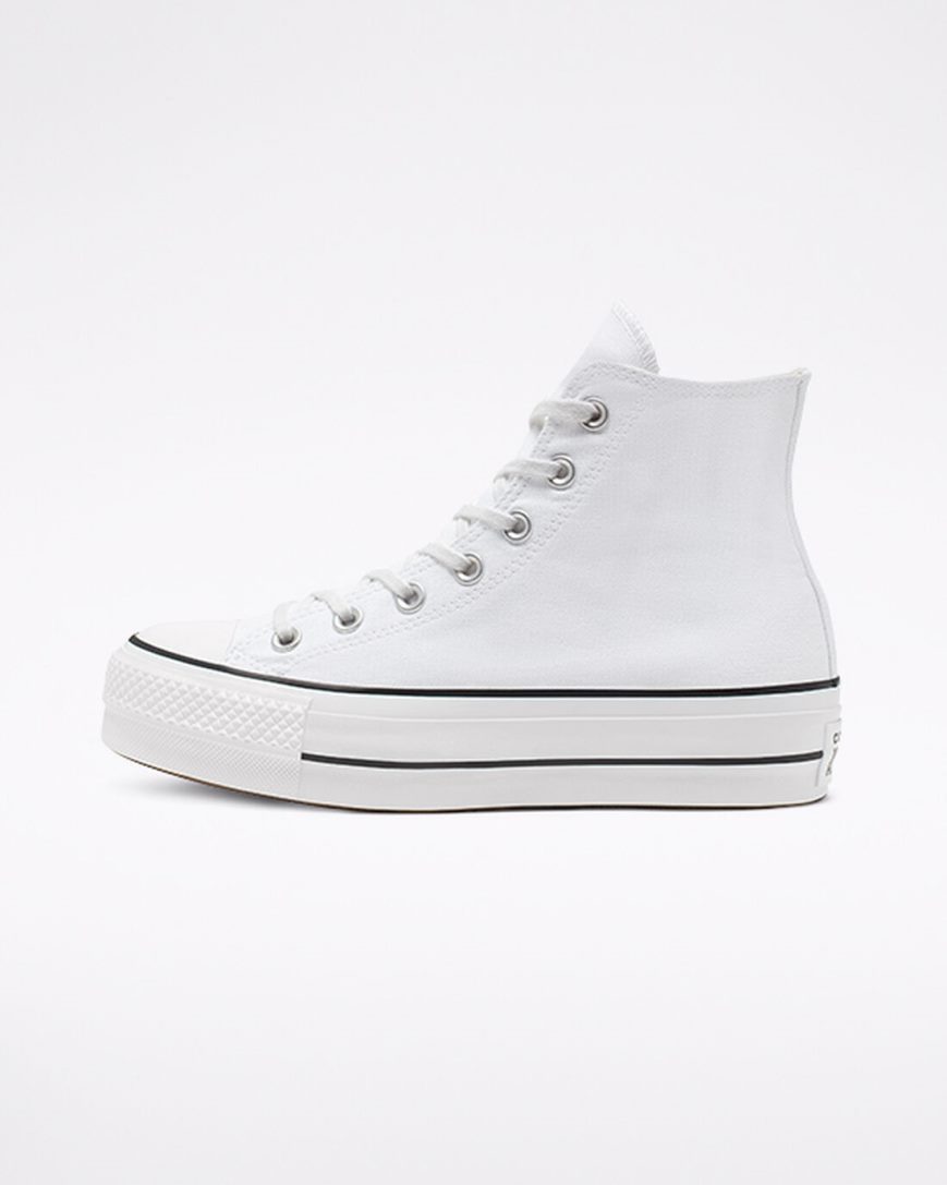 Zapatos Plataforma Converse Chuck Taylor All Star Lift Canvas Altas Mujer Blancas Negras Blancas | PE 82750L